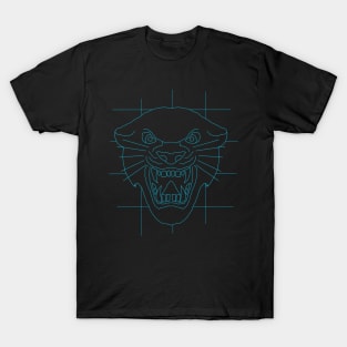 Panther head face drawing in blue T-Shirt